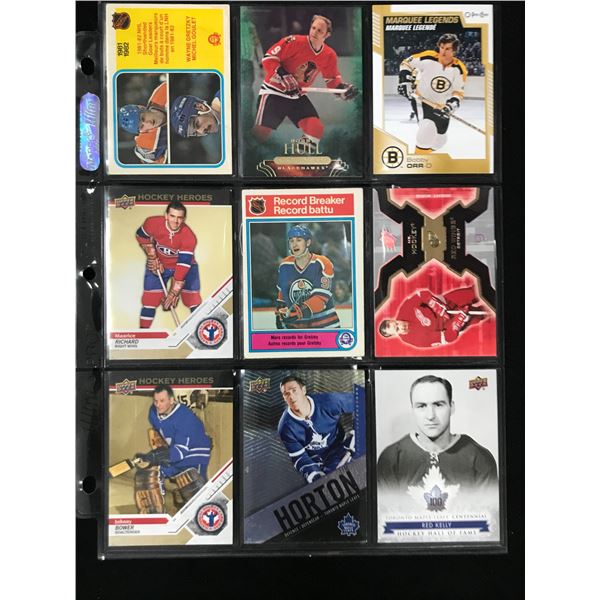 LOT OF 9 HALL OF FAME NHL STAR CARDS GRETZKY/ORR