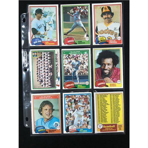 LOT OF 9 1981 OPC HALL OF FAME/STAR CARDS