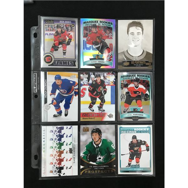 LOT OF 9 NHL STAR ROOKIE CARDS