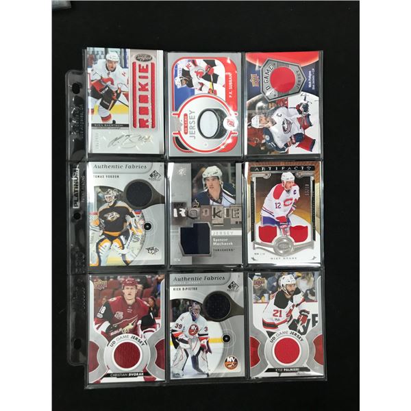 LOT OF 9 JERSEY/SWATCH/ROOKIE NHL CARDS