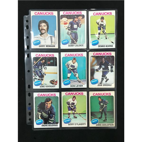 LOT OF 9 VINTAGE 1975-76 OPC/TOPPS VANCOUVER CANUCKS