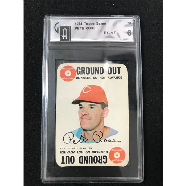 1968 TOPPS GAME PETE ROSE GROUND OUT GLOBAL AUTHENTICATION GRADED 6