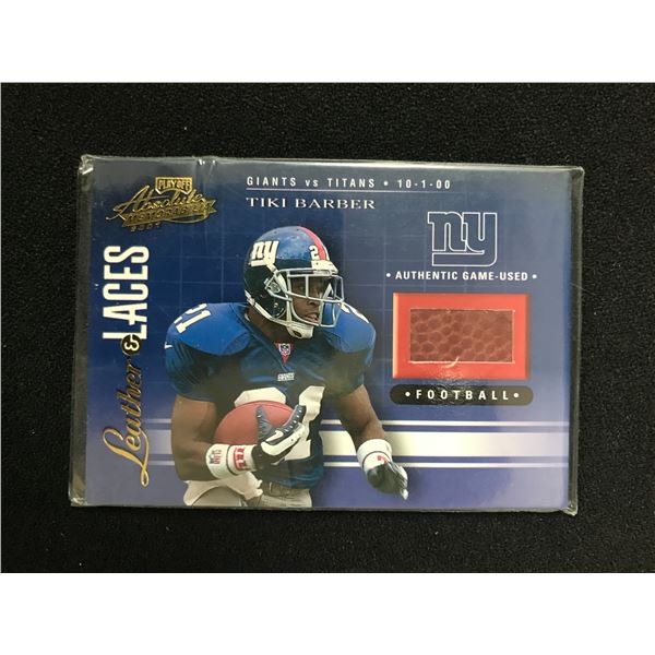 2001 PLAYOFF CORPERATION NO.LL5 TIKI BARBER 110/825 LEATHER ANC LACES AUTHENTIC GAME USED FOOTBALL