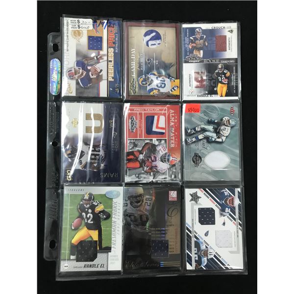 LOT OF 9 NFL JERSEY/PATCH CARDS