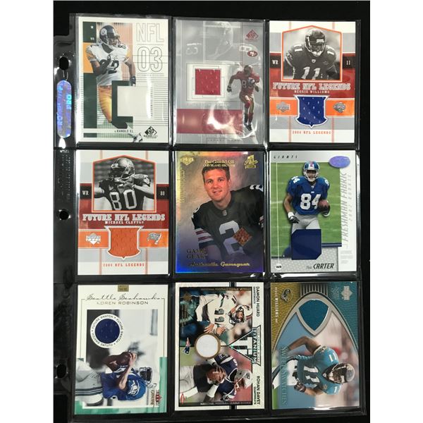 LOT OF 9 NFL JERSEY/PATCH CARDS