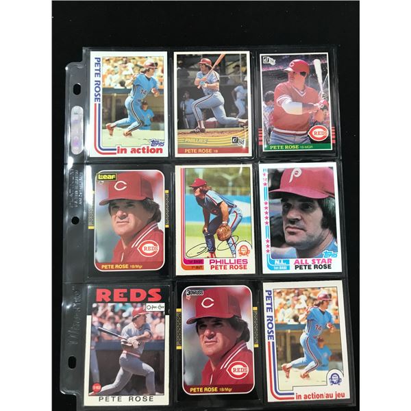 LOT OF VINTAGE 1980'S PETE ROSE BASEBALL CARDS