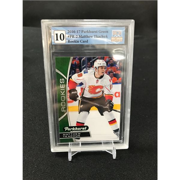 2016-17 PARKHURST GREEN ROOKIE CARD MATTHEW TKACHUK RC NO. PR-2 (GCG 10)