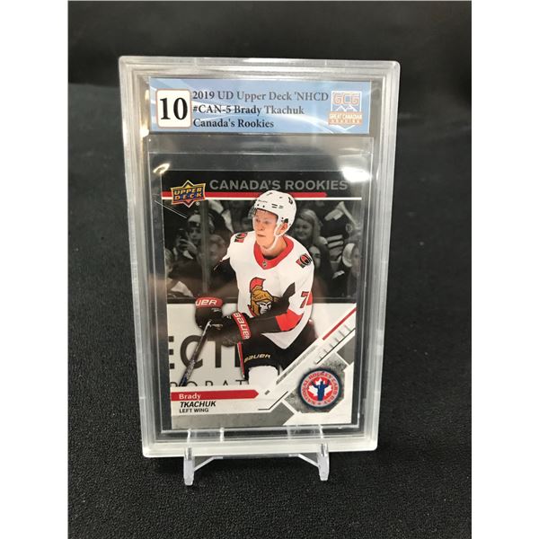 2019 UD NHCD BRADY TKACHUK ROOKIE CARD NO. CAN-5 (GCG 10)