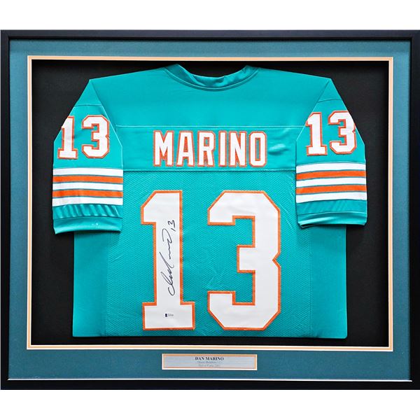 DAN MARINO SIGNED AND CUSTOM FRAMED MIAMI DOLPHINS JERSEY (BECKETT COA)