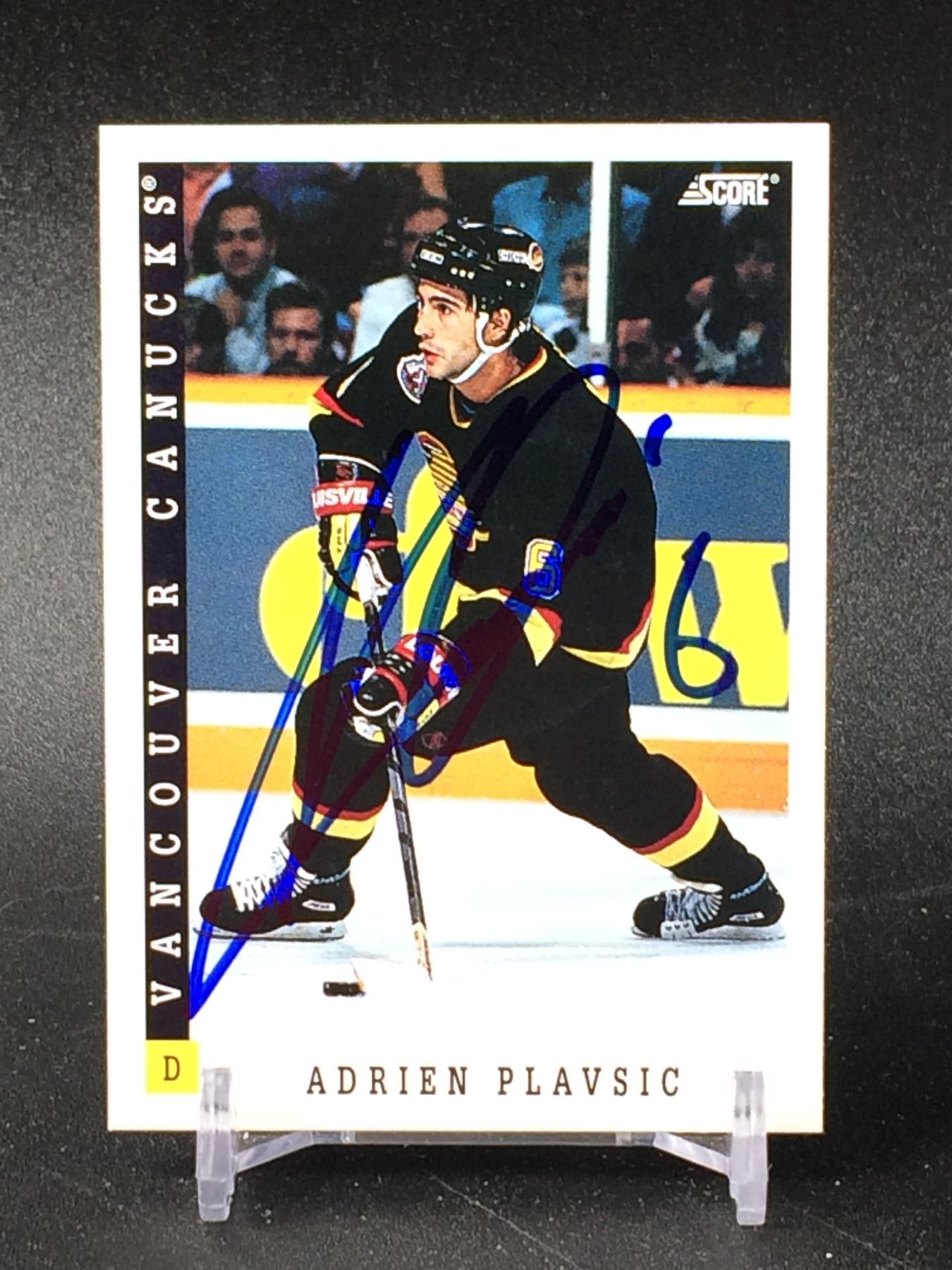 ADRIEN PLAVSIC VANCOUVER CANUCK AUTOGRAPHED HOCKEY CARD