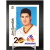 Image 1 : JIM SANDLAK 1989-90 VANCOUVER CANUCKS MOHAWK AUTOGRAPHED 20TH ANN. CARD