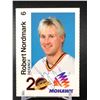 Image 1 : ROBERT NORDMARK 1989-90 VANCOUVER CANUCKS MOHAWK AUTOGRAPHED 20TH ANN. CARD