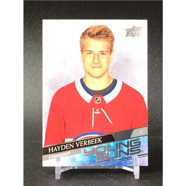 UPPER DECK YOUNG GUNS ROOKIE CARD HAYDEN VERBEEK CANADIENS