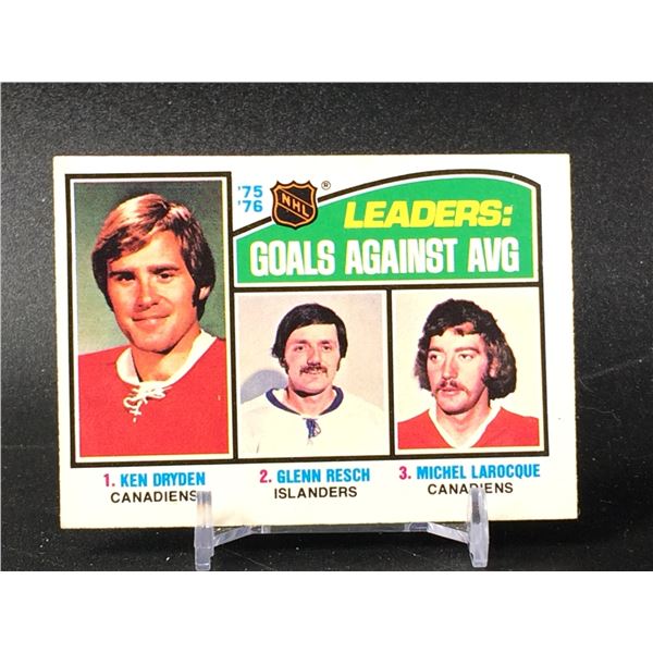 VINTAGE KEN DRYDEN 1976 OPC GOALS AGAINST AVE LEADERS