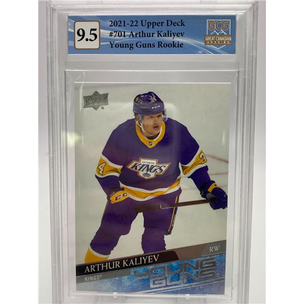 2021-22 UPPER DECK ARTHUR KALIYEV NO. 701 YOUNG GUNS RC (GCG 9.5)