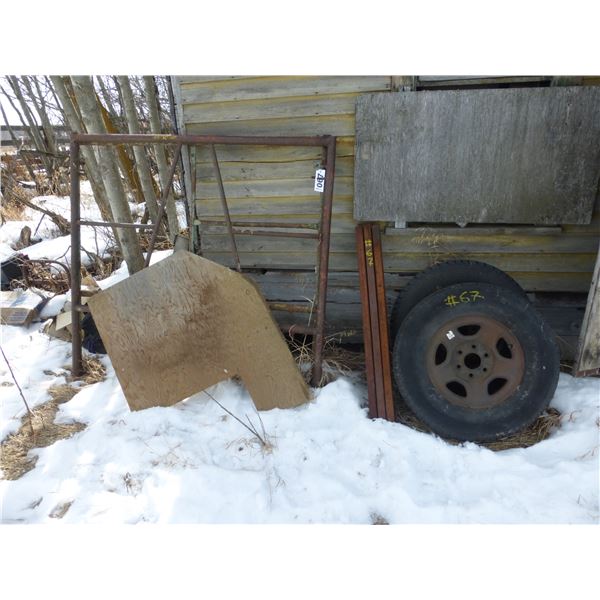 Old tires, 4- batteries and barbed wire