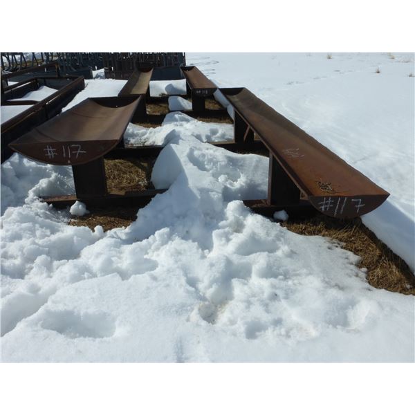 2- Steel trough feeders, 10' & 14' length