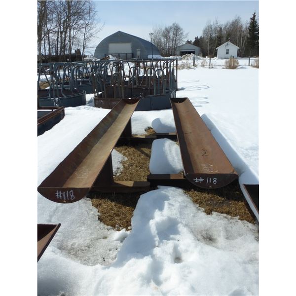 2- Steel trough feeders, 14' length