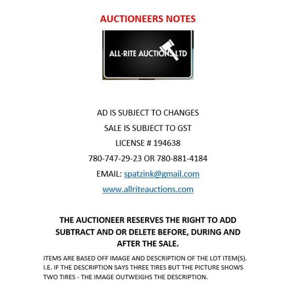 AUCTIONEER NOTES