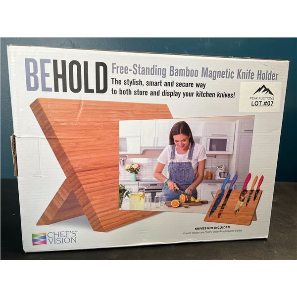 Lot of 1 Free-Standing Bamboo Magnetic Knife Holder