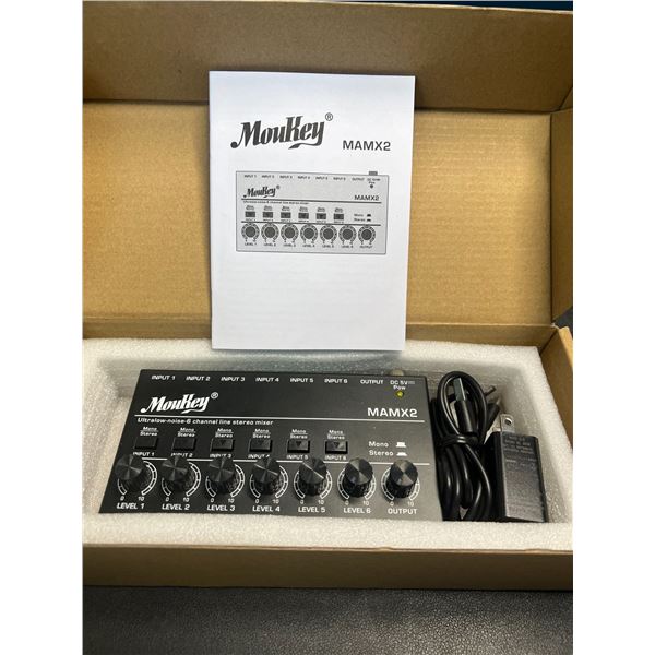 Lot of 1 Moukey Ultralow-Noise 6 Channel Line-Stereo Audio Mixer