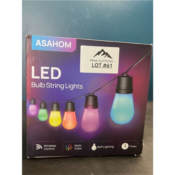 Lot of 1 Asahom LED Multi-Color Bulb String Lights w/ Wireless Control - 48FT Length