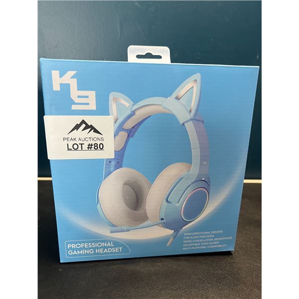 Lot of 1 K9 Professional Gaming Headset - Kitty Ear Gaming Headset - Blue