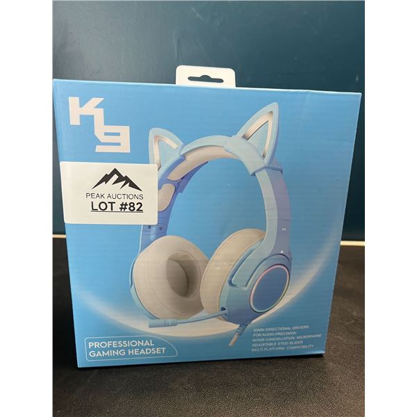 Lot of 1 K9 Professional Gaming Headset - Kitty Ear Gaming Headset - Blue