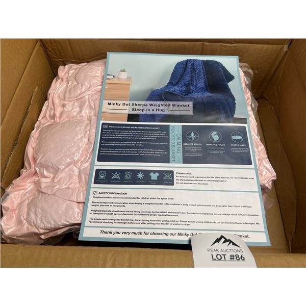 Lot of 1 Weighted Blanket for Adults - 15lbs - Pink Colour - 48 x 72 inch size