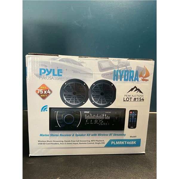 Lot of 1 PYLE Hydra Marine Stereo Receiver & Speaker Kit w/ Wireless BT Streaming