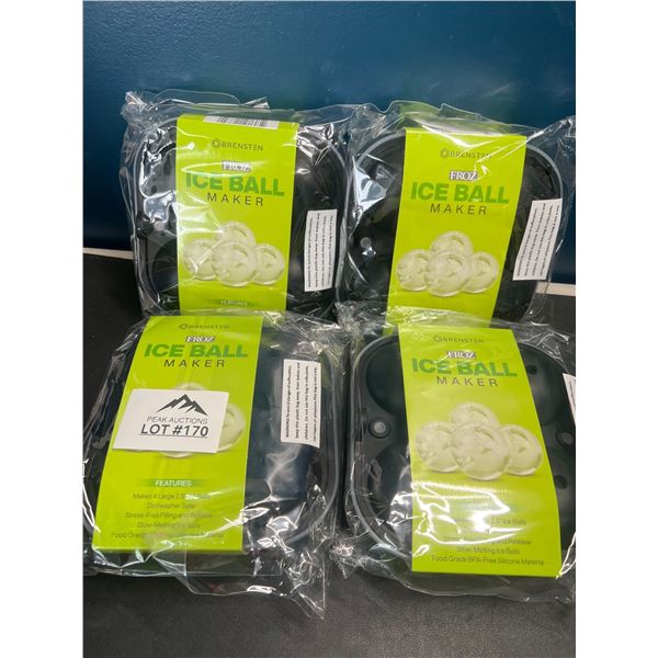 Lot of 4 Silicone Ice Ball Maker Ice Cube Trays