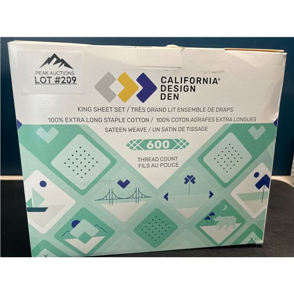 Lot of 1 California Design Den 600 Thread Count Sheet Set - King Size - Grey