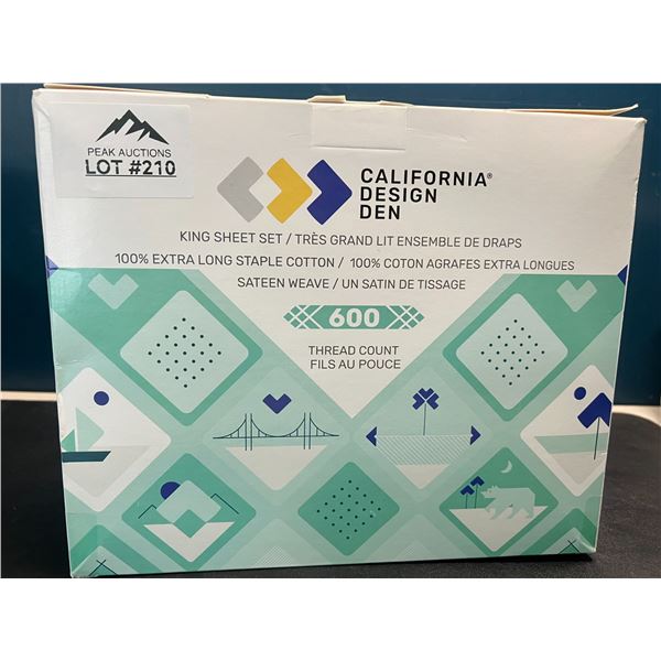 Lot of 1 California Design Den 600 Thread Count Sheet Set - King Size - Grey