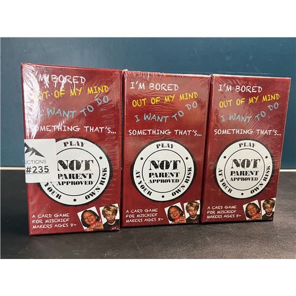 Lot of 3 "Not Parent Approved" Card Games for Kids (Ages 8+)