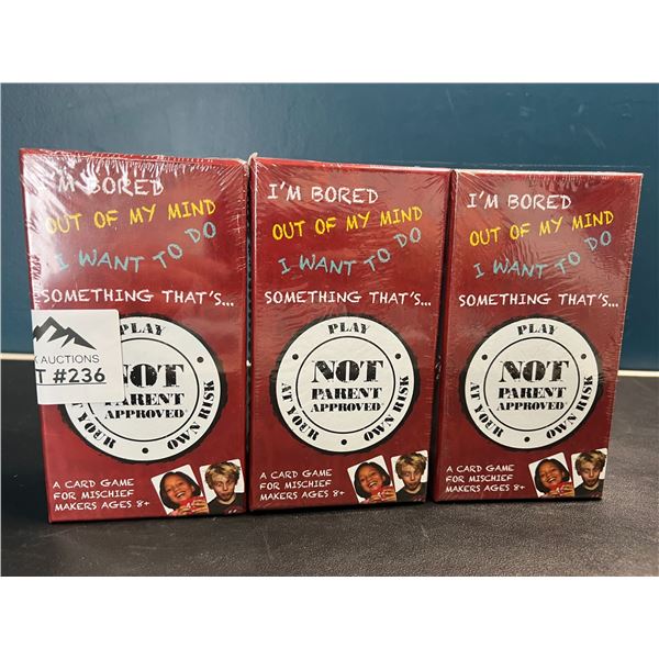 Lot of 3 "Not Parent Approved" Card Games for Kids (Ages 8+)