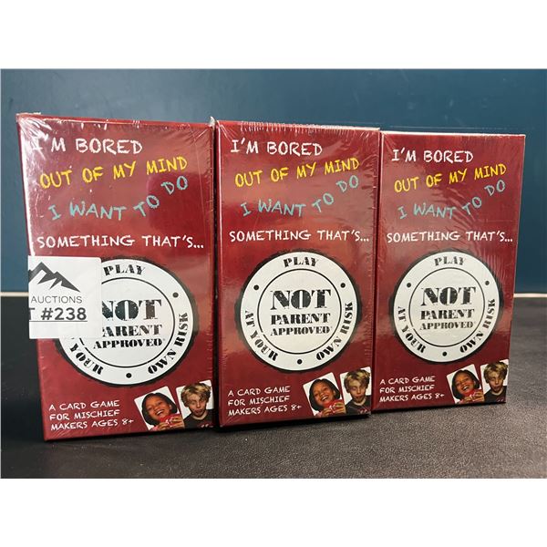 Lot of 3 "Not Parent Approved" Card Games for Kids (Ages 8+)