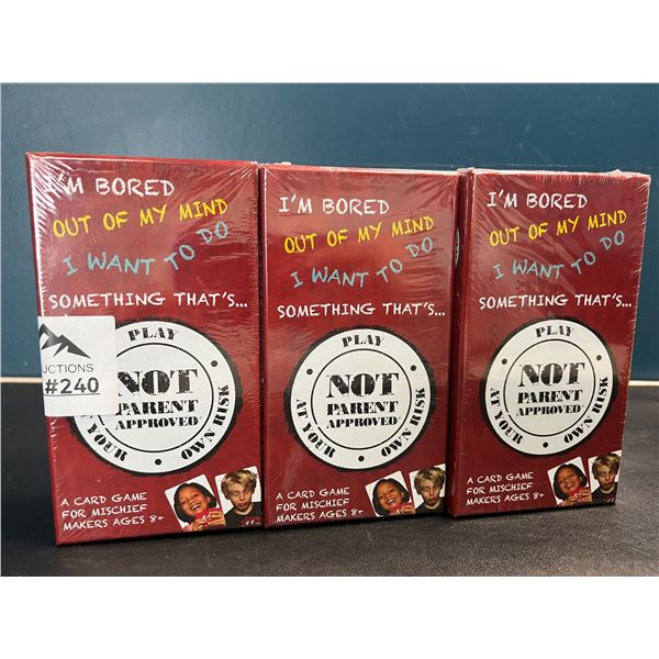 Lot of 3 "Not Parent Approved" Card Games for Kids (Ages 8+)