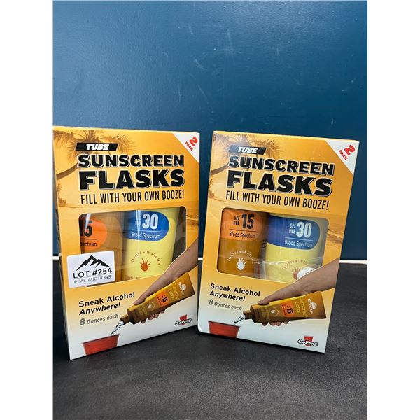 Lot of 2 Sunscreen Flasks for Booze/Liquor