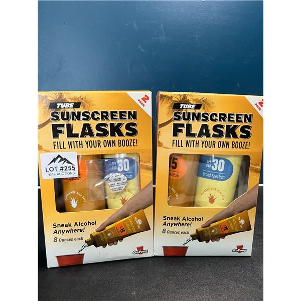 Lot of 2 Sunscreen Flasks for Booze/Liquor