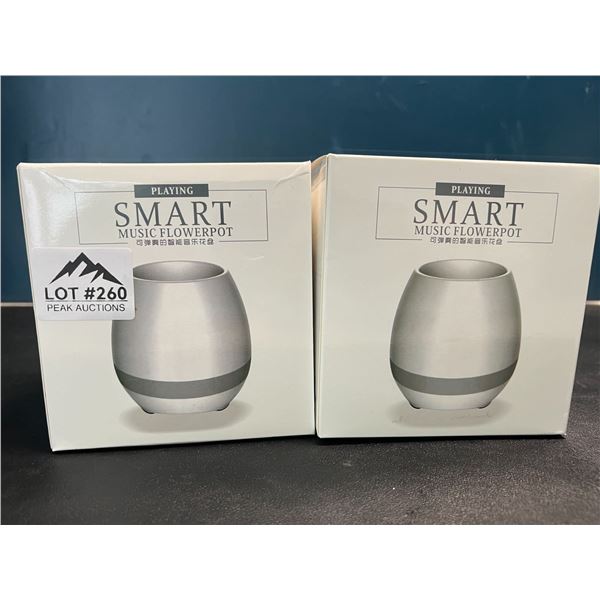 Lot of 2 Smart Musical Flowerpots - Bluetooth Speakers w/ Multi--Color Lights
