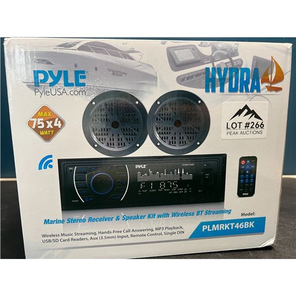 Lot of 1 PYLE Hydra Marine Stereo Receiver & Speaker Kit w/ Wireless BT Streaming