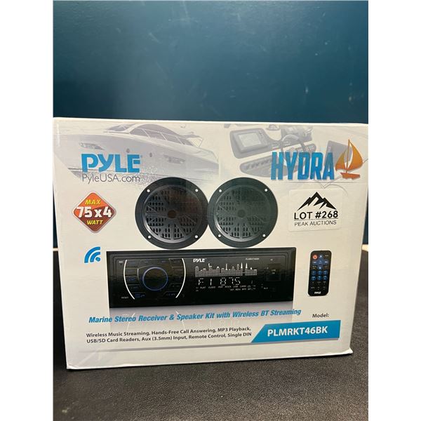 Lot of 1 PYLE Hydra Marine Stereo Receiver & Speaker Kit w/ Wireless BT Streaming