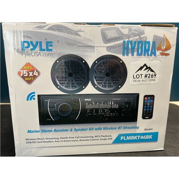 Lot of 1 PYLE Hydra Marine Stereo Receiver & Speaker Kit w/ Wireless BT Streaming