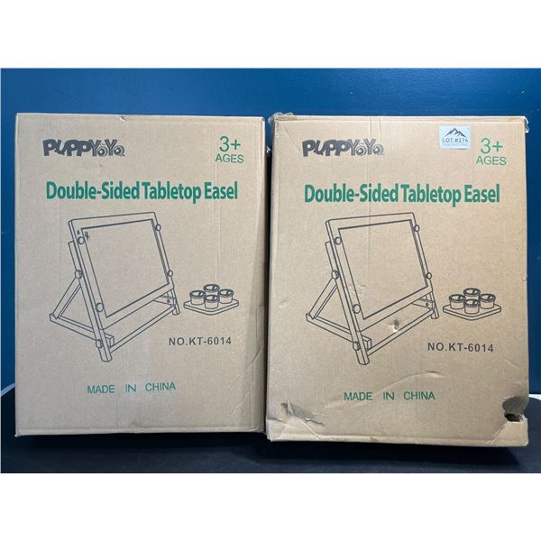Lot of 2 Double-Sided Tabletop Art Easels for Kids