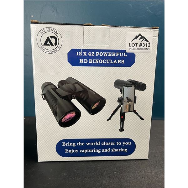 Lot of 1 12x42 HD Binoculars w/ Tripod Stand