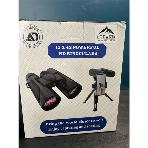 Lot of 1 12x42 HD Binoculars w/ Tripod Stand