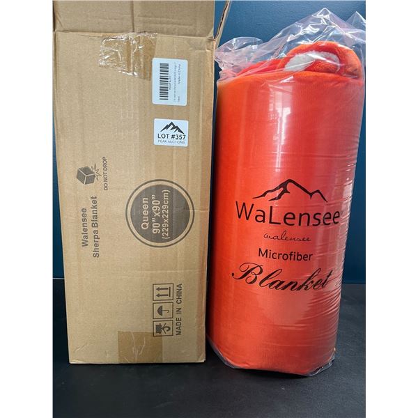 Lot of 1 Walensee Sherpa Plush Blanket - Orange - 90 x 90 inch Large Size