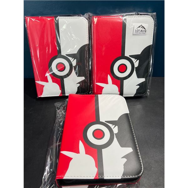 Lot of 3 Pokemon Leather 4-Pocket Premium Card Binders