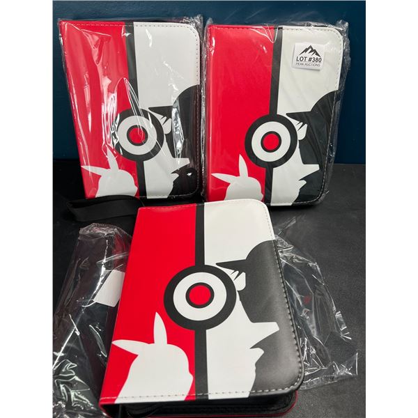 Lot of 3 Pokemon Leather 4-Pocket Premium Card Binders