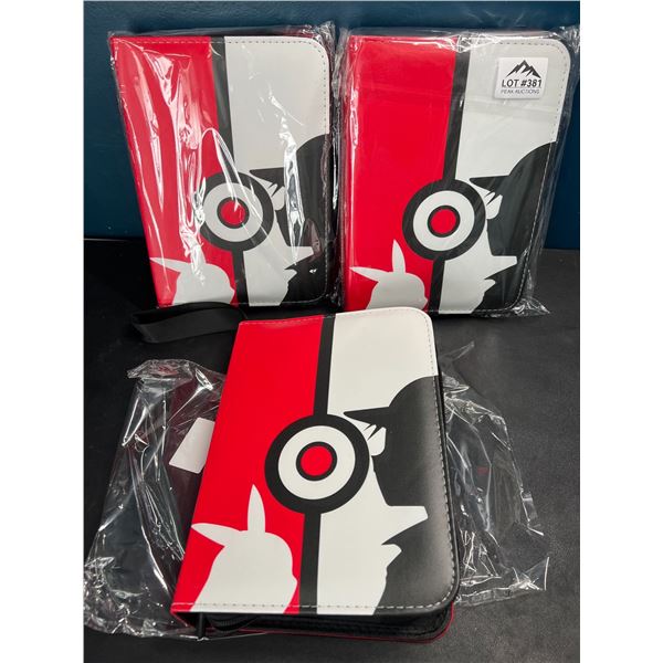 Lot of 3 Pokemon Leather 4-Pocket Premium Card Binders